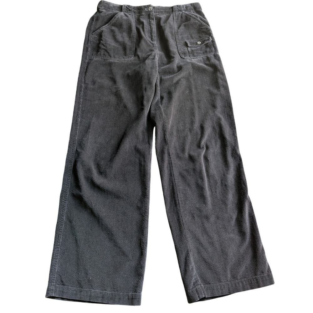 J. Jill Womens Gray Corduroy Wide Leg Pants Size 10 High Rise Cotton Trousers